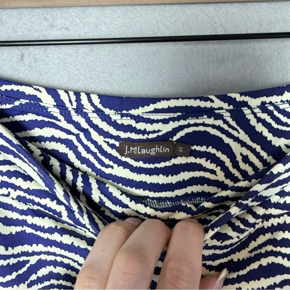 J. McLaughlin Womens Zebra Print Navy and Cream Unlined Flutter Hem Skirt size S - Picture 4 of 9